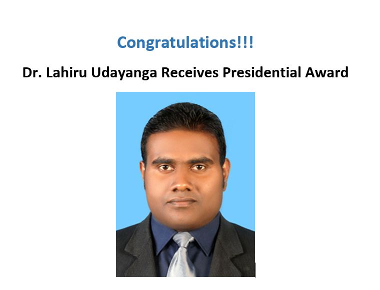 Dr. Lahiru Udayanga Receives Presidential Award