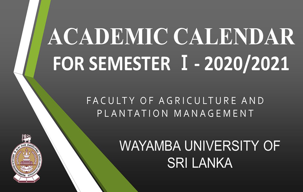 Academic Calendar for Semester 1 – 2020/2021