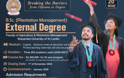 B.Sc. (Plantation Management) External Degree Program – 20th Intake