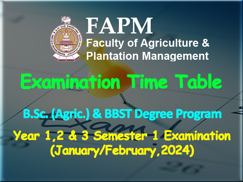 Time Table of Year 1,2 & 3 Semester 1 Examination (January/February,2024)