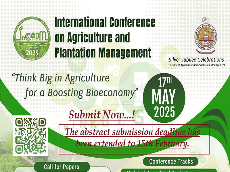 International Conference on Agriculture and Plantation Management (InCAPM) 2025