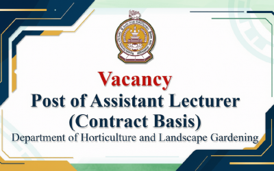 Vacancy –  Post of Assistant Lecturer (Contract Basis)