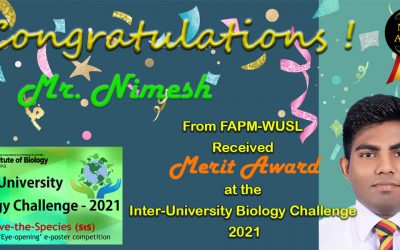 Mr. Nimesh from FAPM-WUSL Received Merit Award at the Inter-University Biology Challenge, 2021