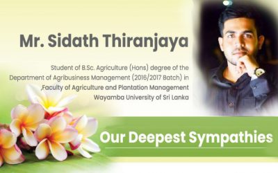 Our Deepest Sympathies: Mr. Sidath Thiranjaya