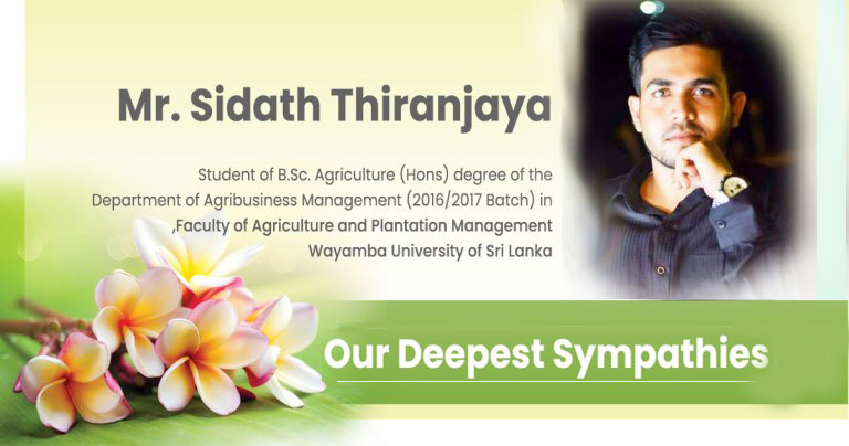 Our Deepest Sympathies: Mr. Sidath Thiranjaya
